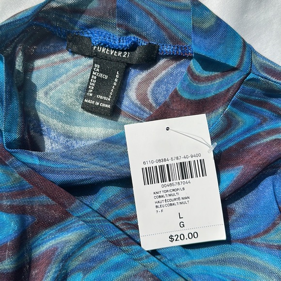 Blue/green wavy sheer shirt - L - Picture 3 of 3